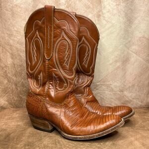 Vintage 90s Neolite Reptile Lizard Leather Cowboy Boots Calf High Western Rodeo
